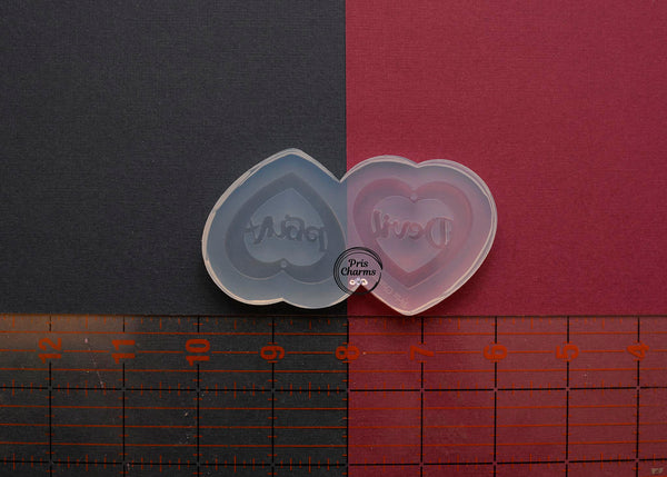 Angel Devil Heart Earrings- Clear Mold